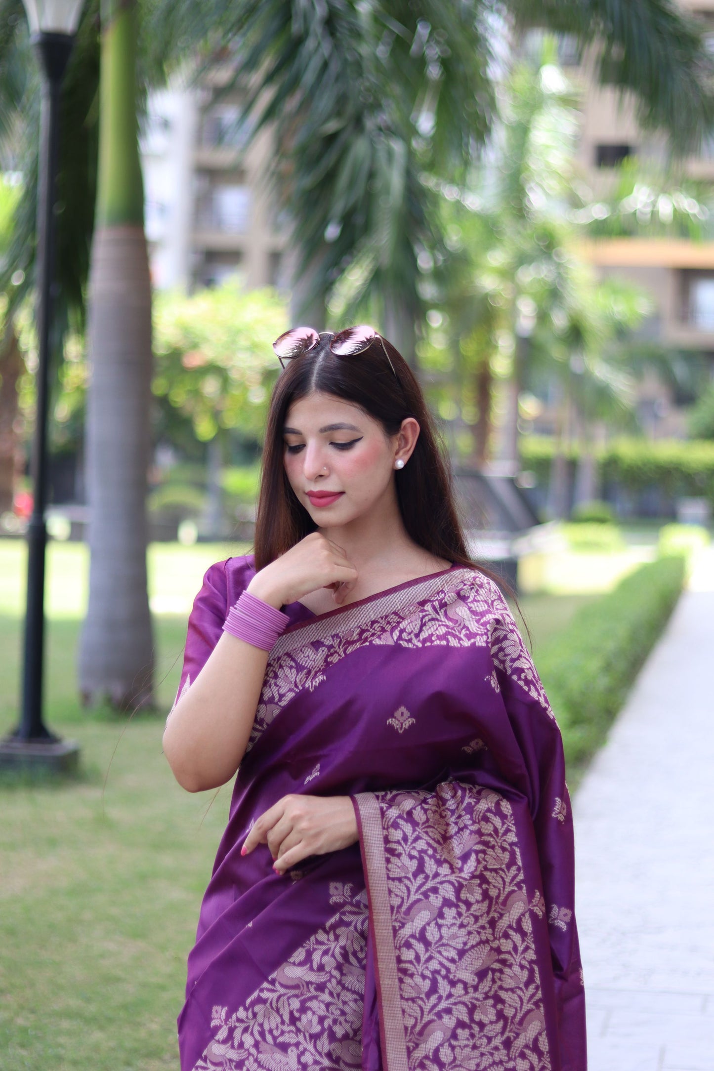 Handloom raw silk saree - WINE