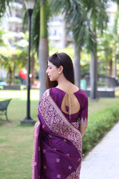 Handloom raw silk saree - WINE