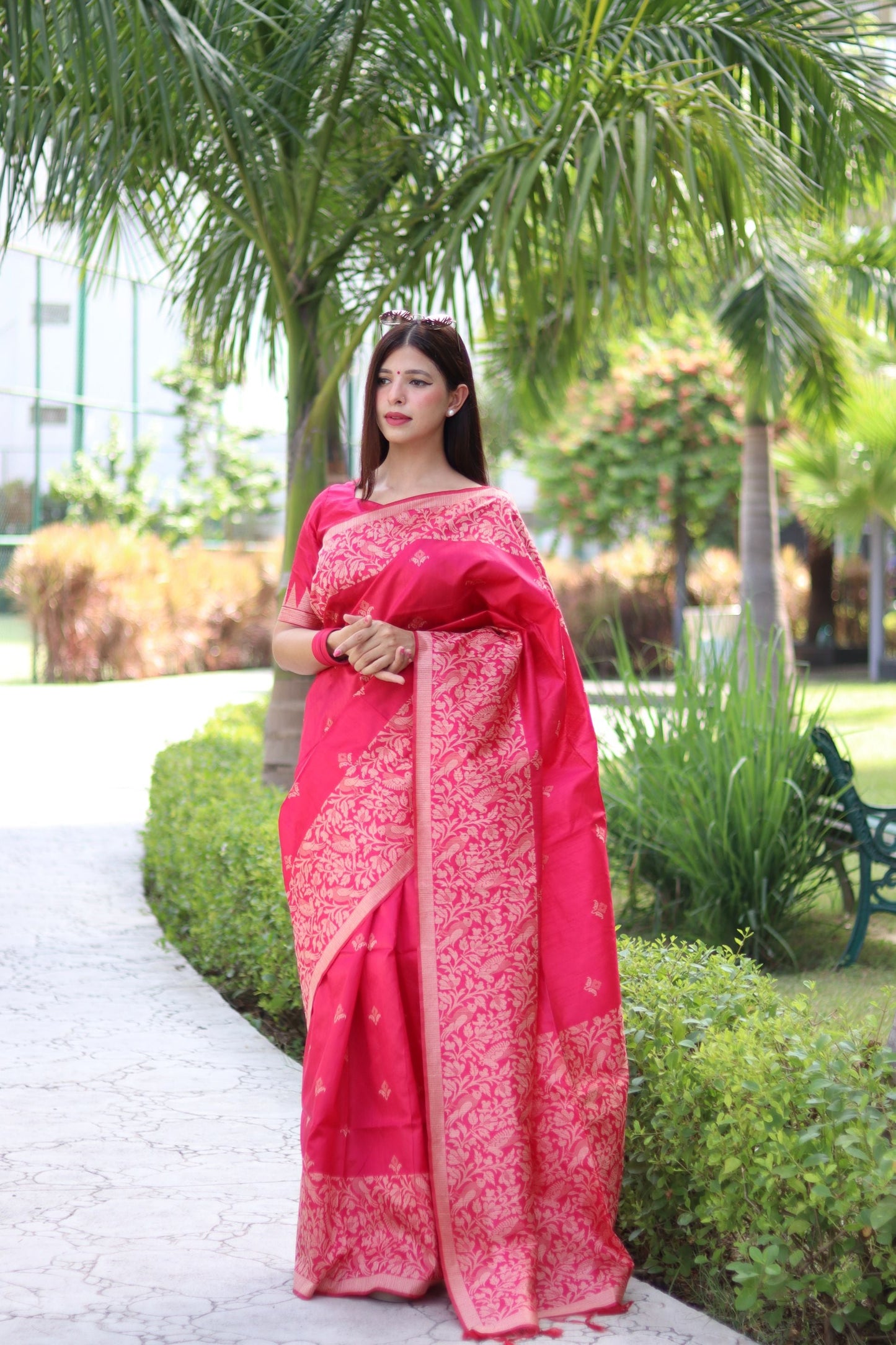Handloom raw silk saree - PINK