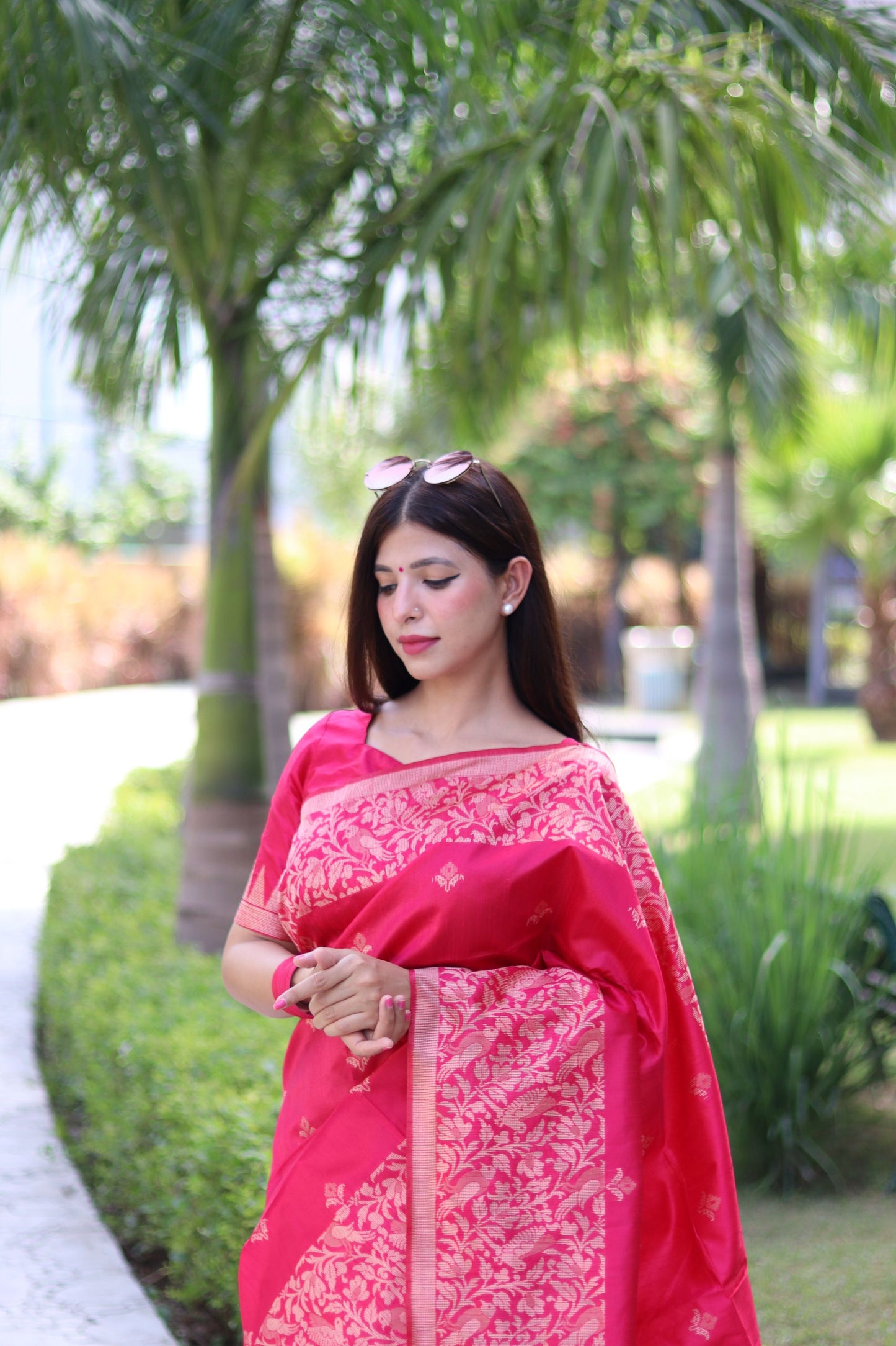 Handloom raw silk saree - PINK