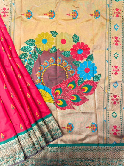 BANARASI PAITHNI  SILK SAREE  101- RED