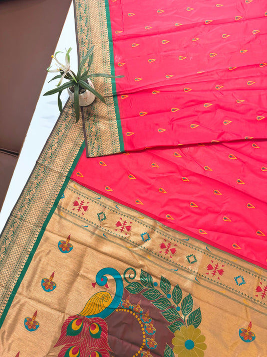 BANARASI PAITHNI  SILK SAREE  101- RED