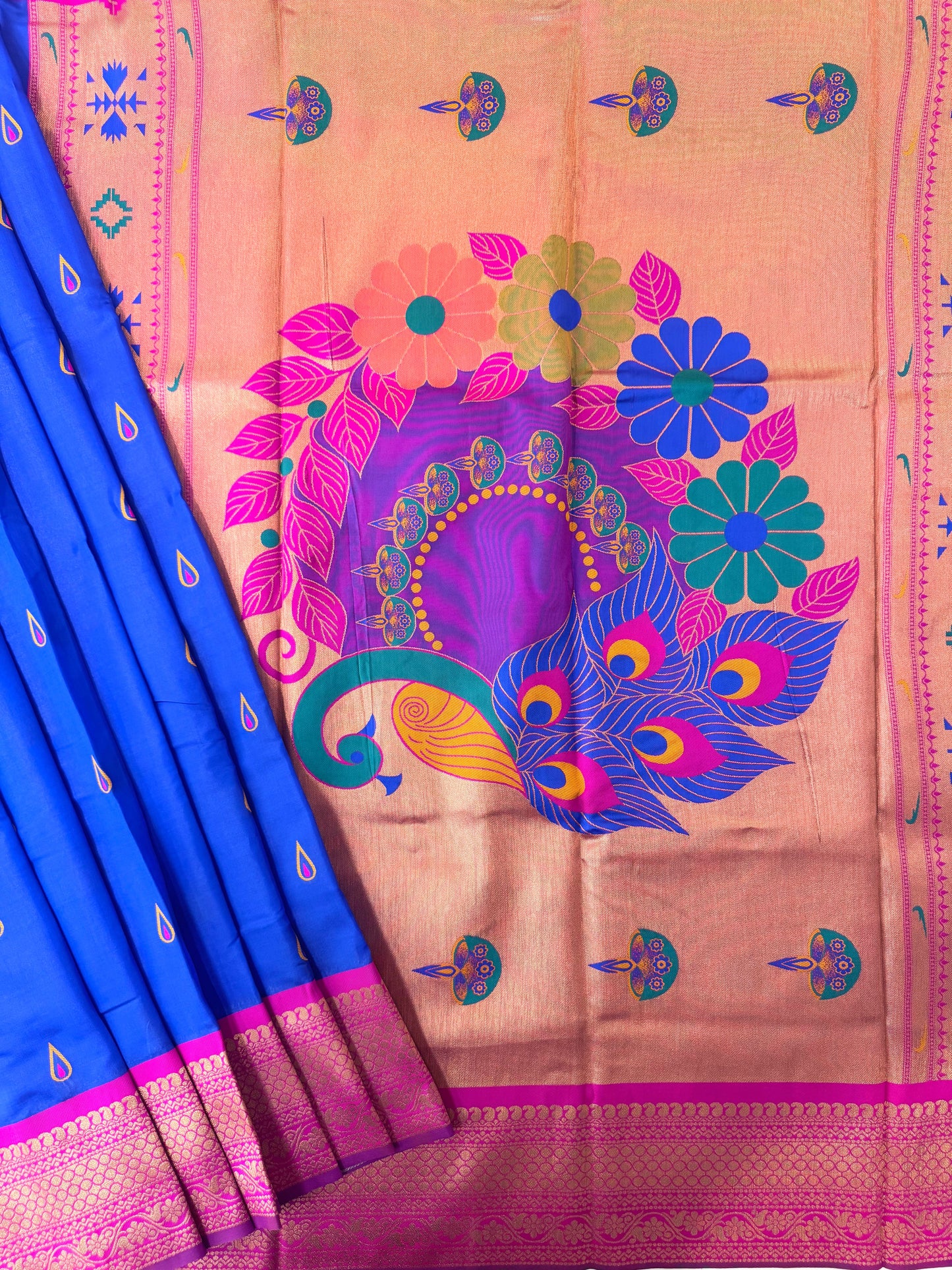 BANARASI PAITHNI  SILK SAREE  101- ROYAL BLUE