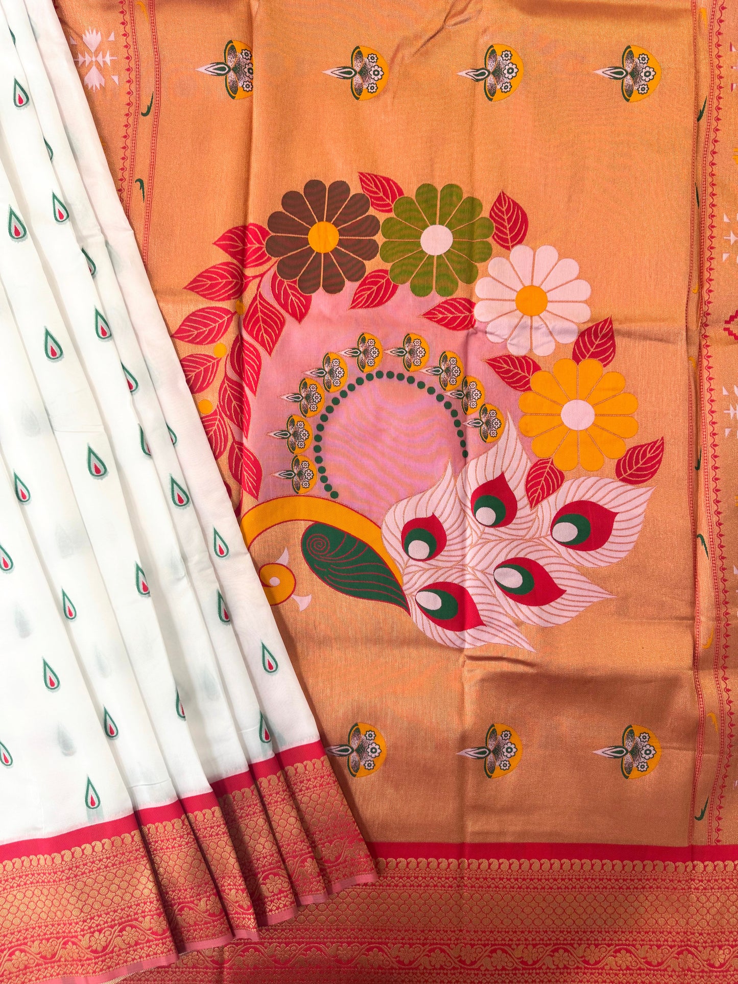 BANARASI PAITHNI   SILK SAREE  101- WHITE