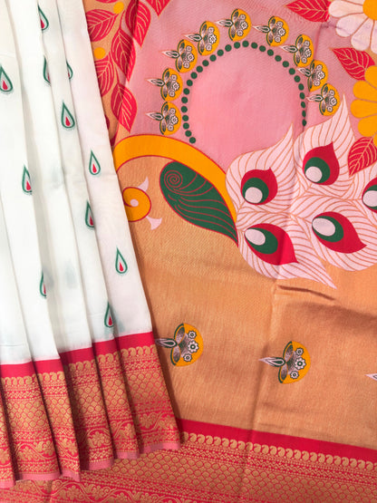 BANARASI PAITHNI   SILK SAREE  101- WHITE