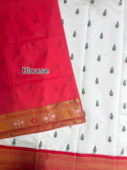 BANARASI PAITHNI   SILK SAREE  101- WHITE
