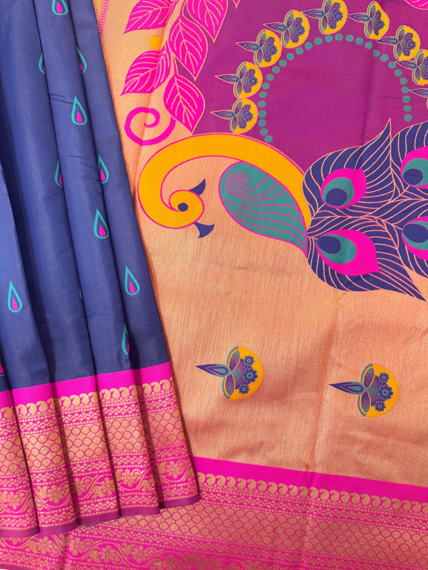 BANARASI PAITHNI  SILK SAREE  101- NAVY BLUE