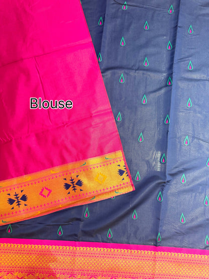 BANARASI PAITHNI  SILK SAREE  101- NAVY BLUE