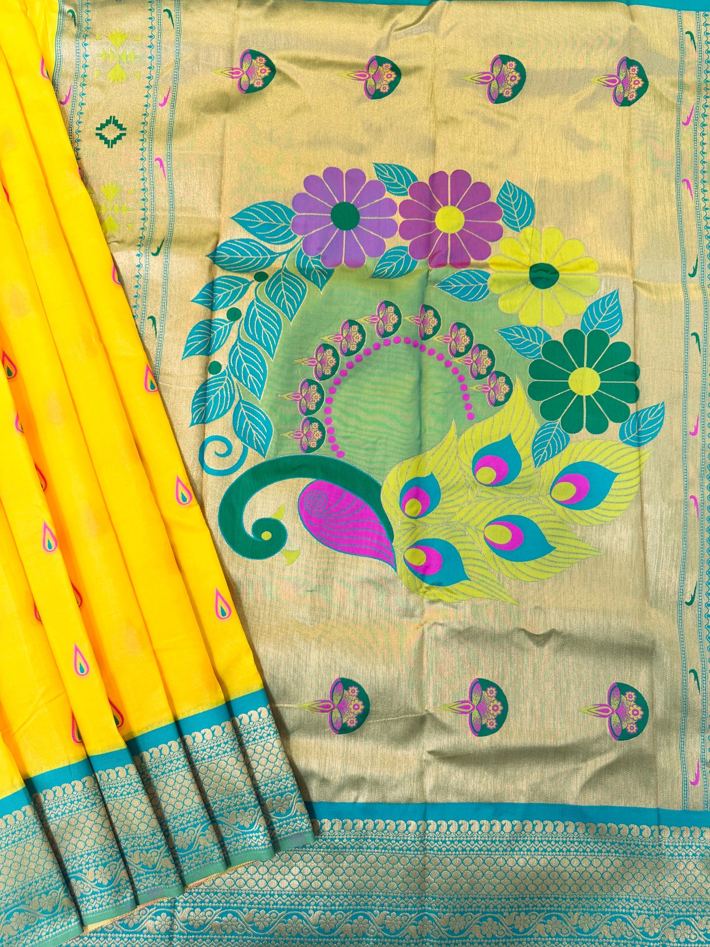 BANARASI PAITHNI  SILK SAREE  101- YELLOW