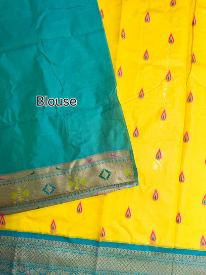 BANARASI PAITHNI  SILK SAREE  101- YELLOW