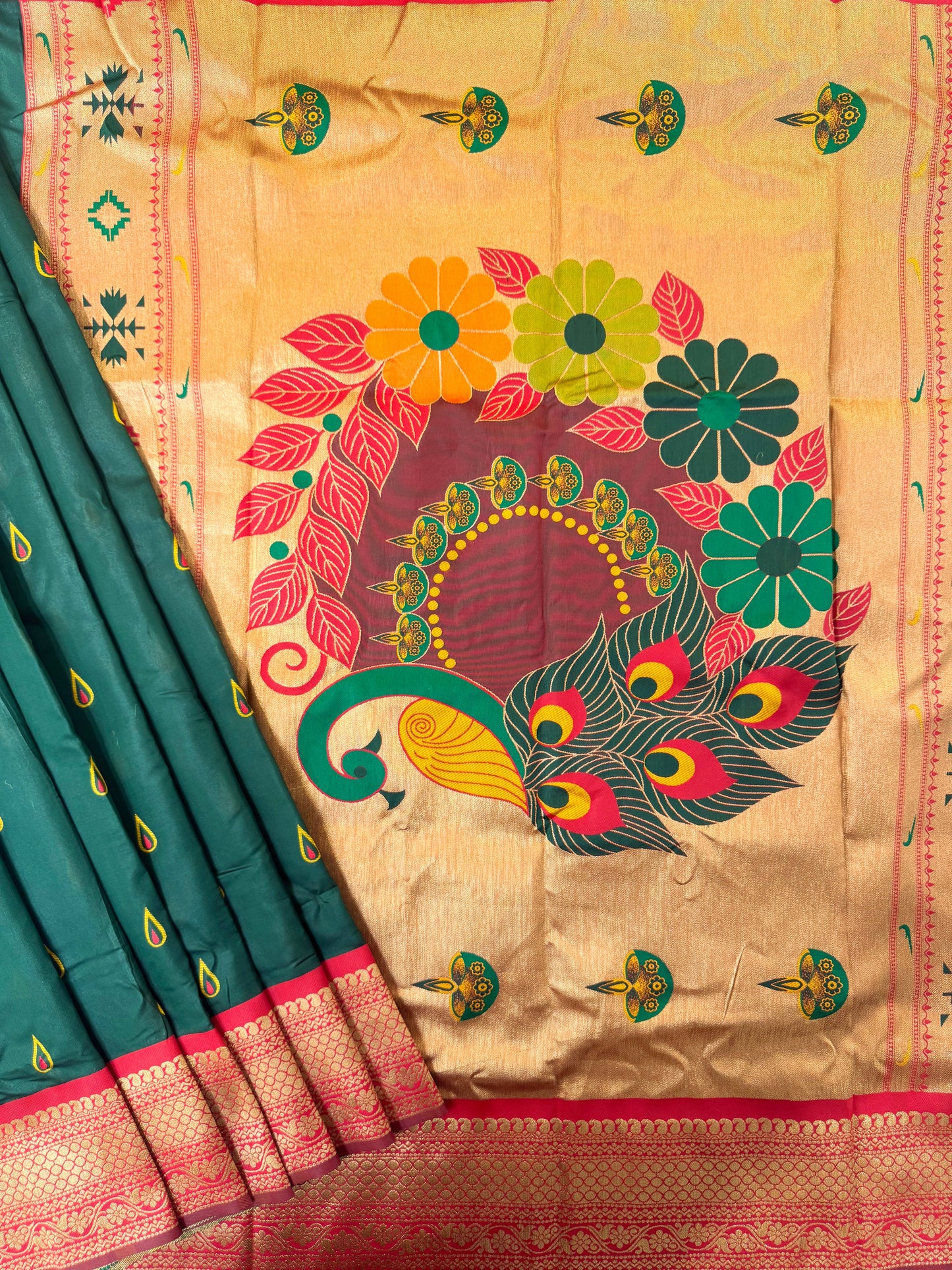 BANARASI PAITHNI  SILK SAREE  101- BT GREEN