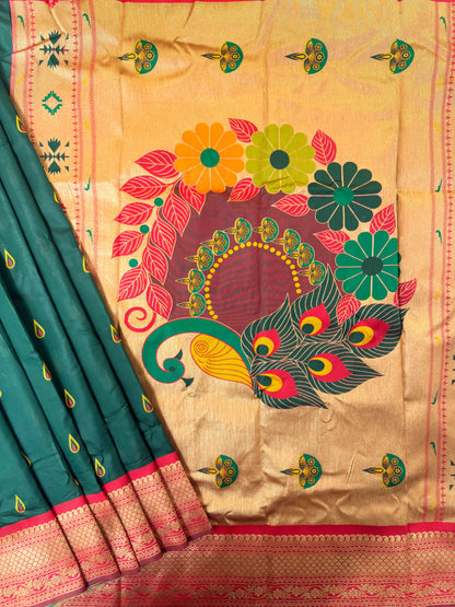 BANARASI PAITHNI  SILK SAREE  101- BT GREEN