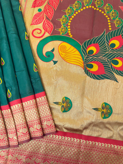 BANARASI PAITHNI  SILK SAREE  101- BT GREEN