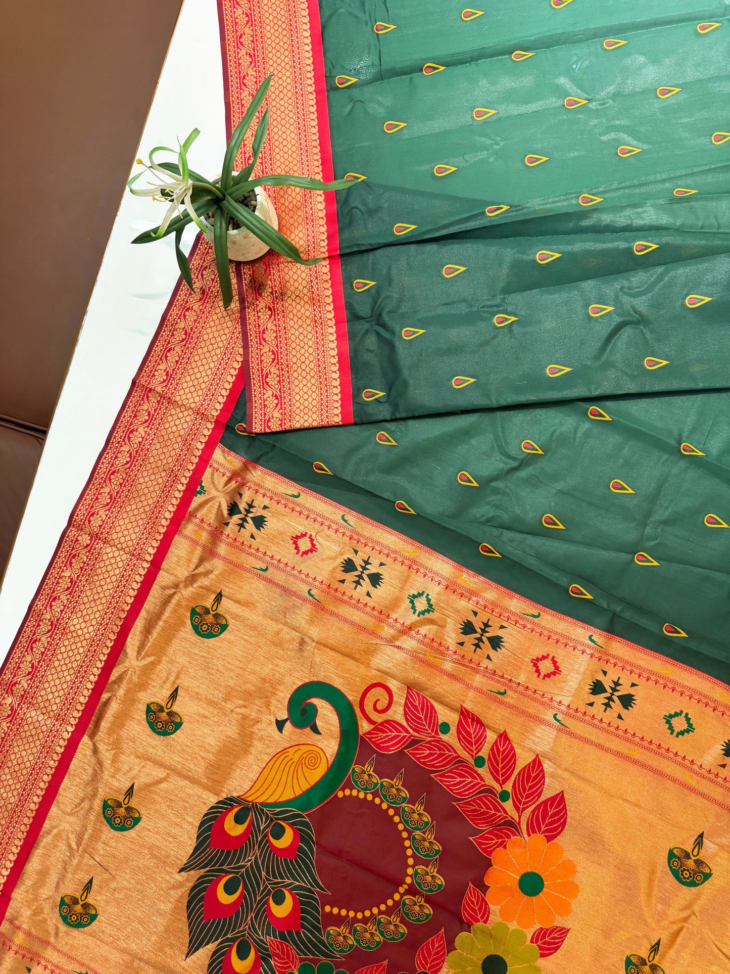 BANARASI PAITHNI  SILK SAREE  101- BT GREEN