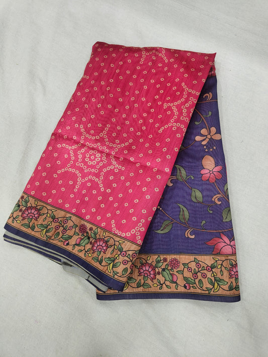 PINK - Tussar Silk Kalamkari Saree