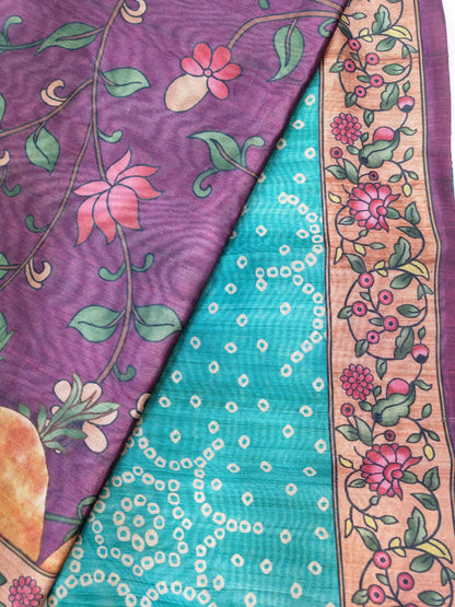 FIROZI - Tussar Silk Kalamkari Saree