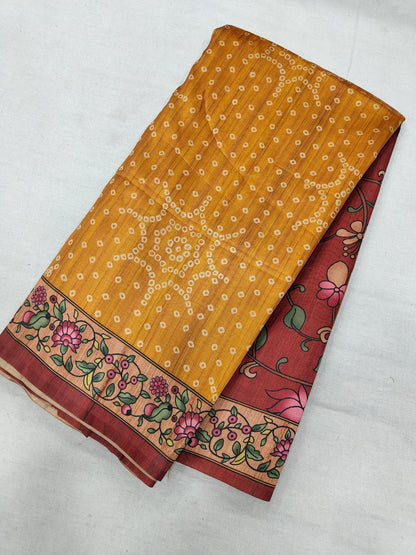 YELLOW - Tussar Silk Kalamkari Saree