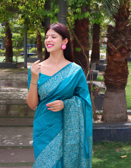 Handloom raw silk saree - FIROZI
