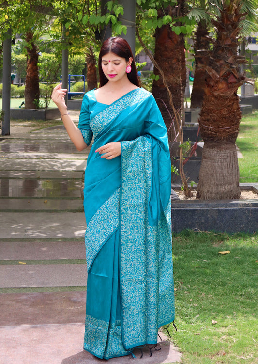Handloom raw silk saree - FIROZI