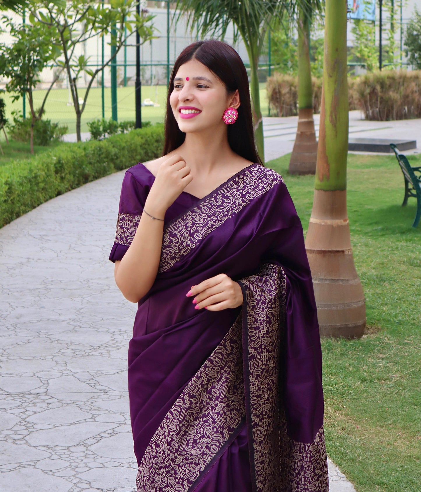 Handloom raw silk saree - WINE