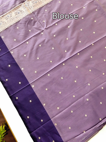 Banarasi Katan Silk Saree With Peacock Weaving  - LAVENDER