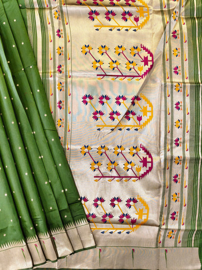 Banarasi Paithani Saree Design with Traditional Kalpavalli Pattern-MAHENDI
