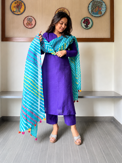 Classic Leheriya Pattern kota Cotton Dupatta-PINK