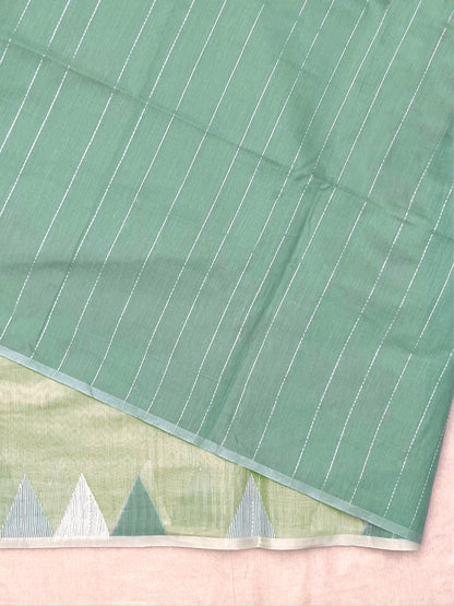 Soft Linen Cotton Elegant Weave Saree-MAHENDI