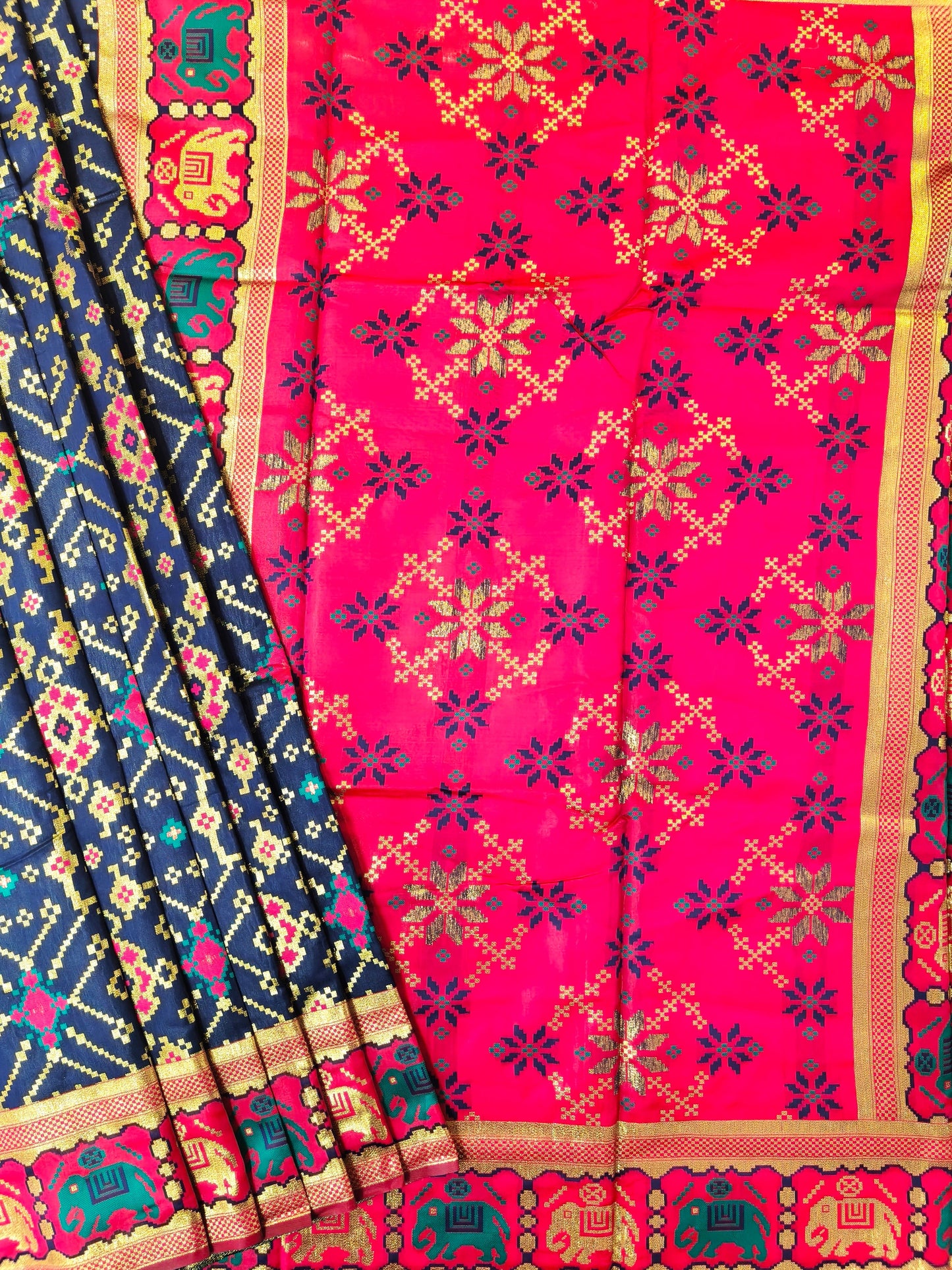 SOFT BANARASI PATOLA SAREE -  NAVY BLUE