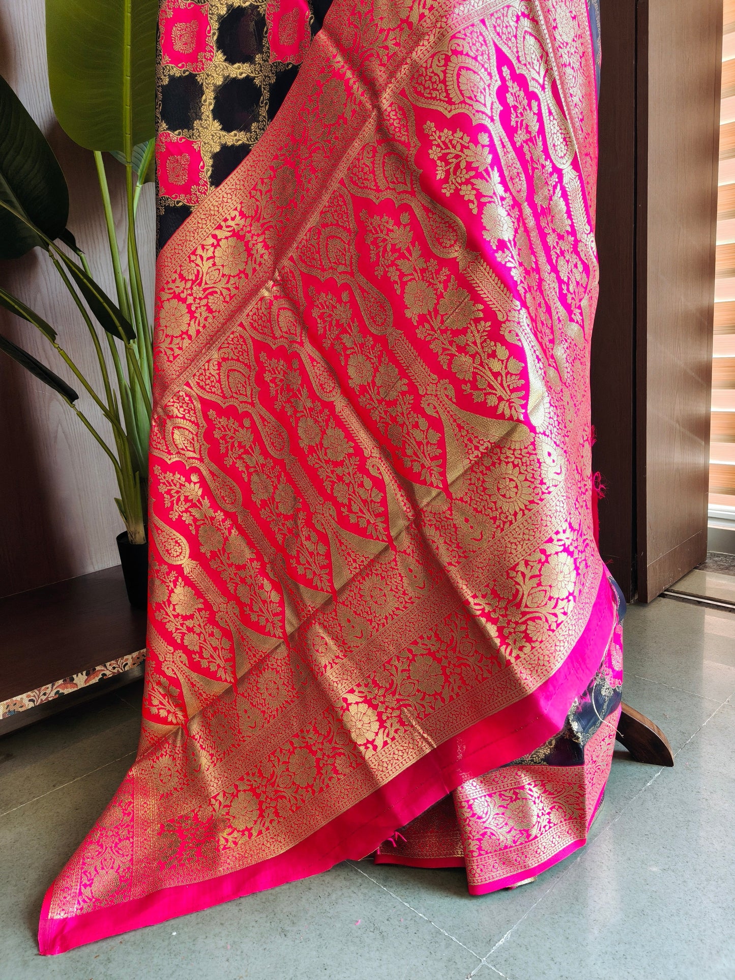PURE SOFT BANARASI PAITHANI SILK SAREE - NAVY BLUE