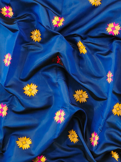 Banarasi Paithani With Bird & Floral Pallu - NAVY BLUE
