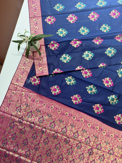 BANARASI PAITHANI  SAREE - NAVY BLUE