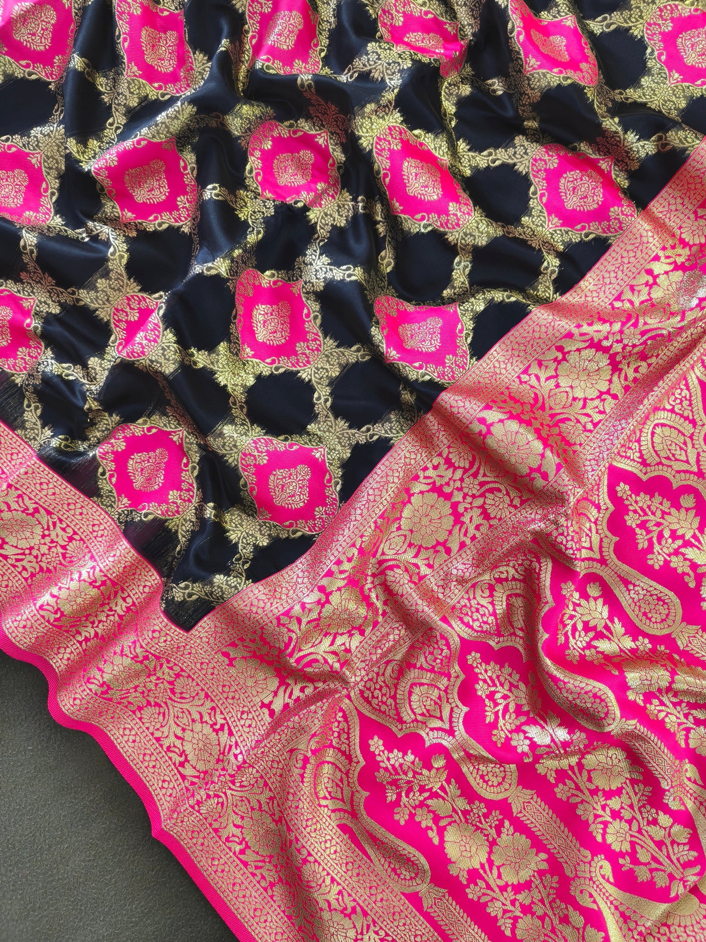 PURE SOFT BANARASI PAITHANI SILK SAREE - NAVY BLUE