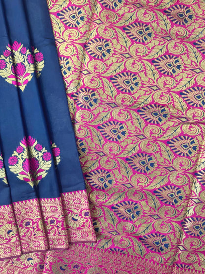 BANARASI PAITHANI  SAREE - NAVY BLUE