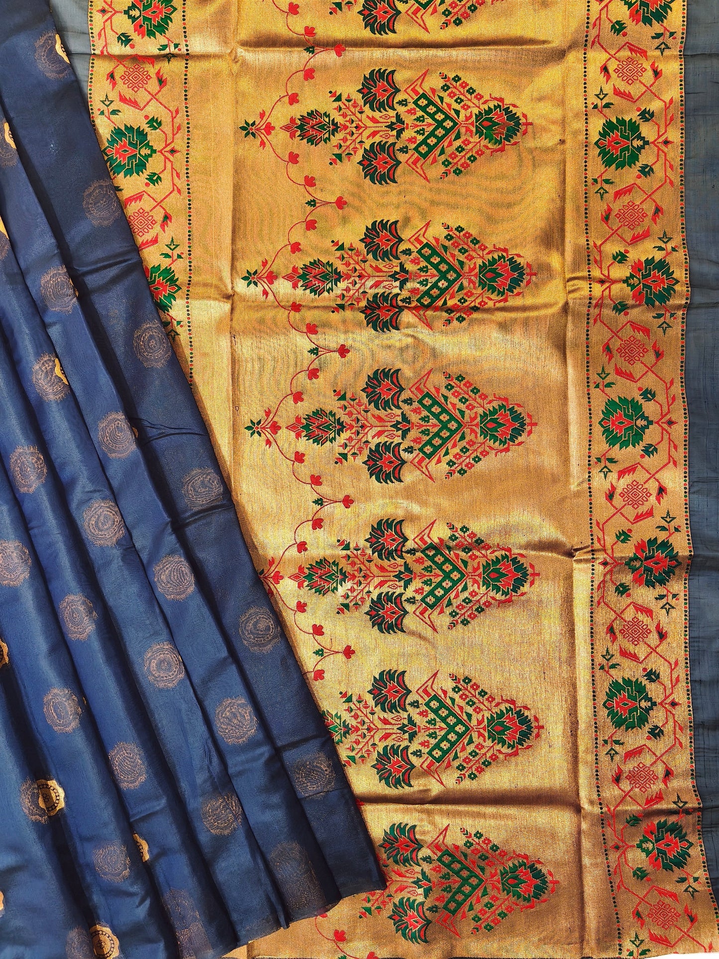 Maharashtrian Paithani Silk Saree - NAVY BLUE