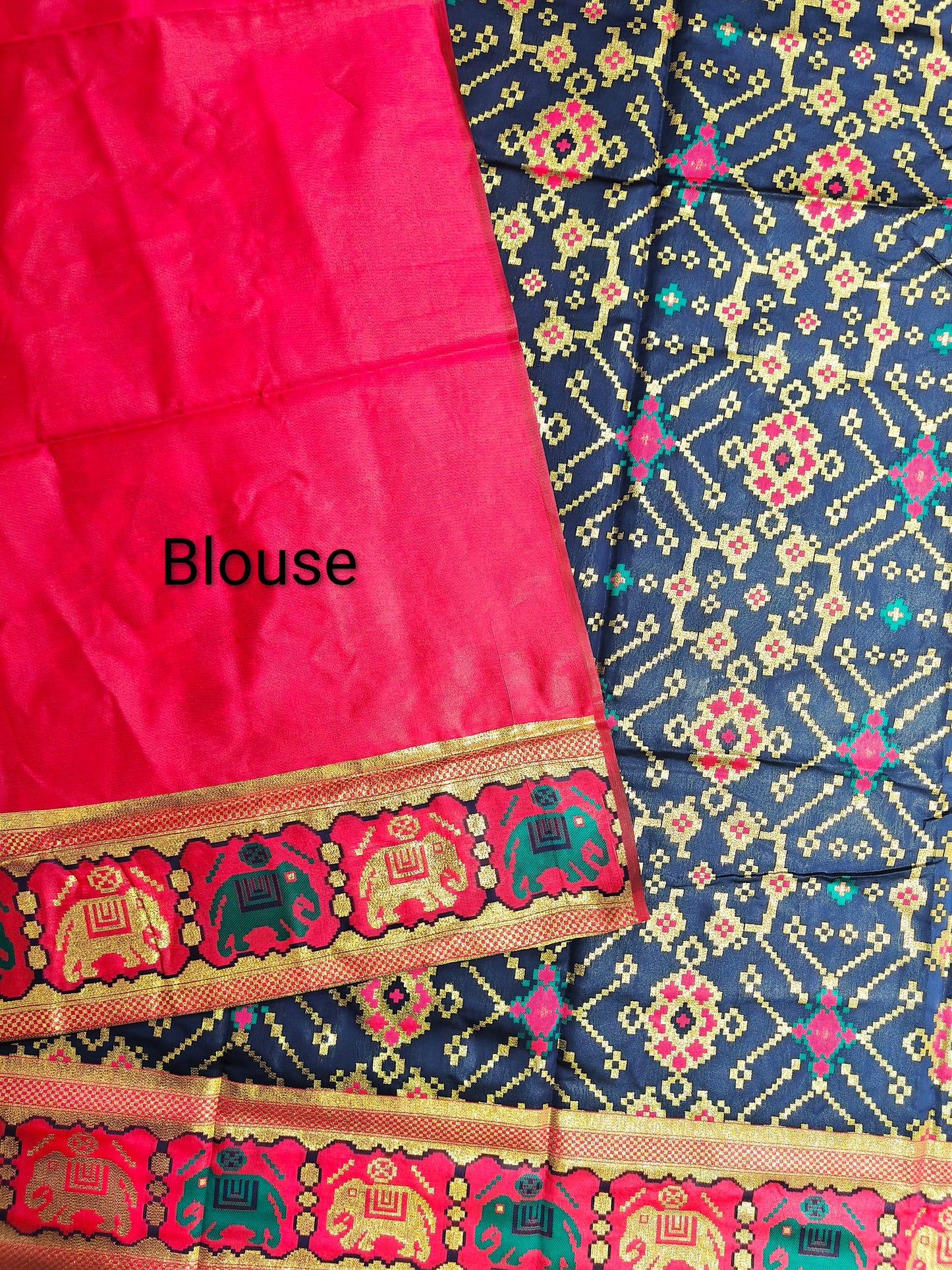 SOFT BANARASI PATOLA SAREE -  NAVY BLUE