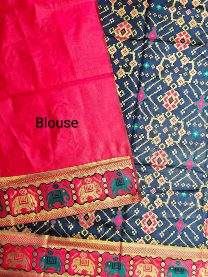 SOFT BANARASI PATOLA SAREE -  NAVY BLUE