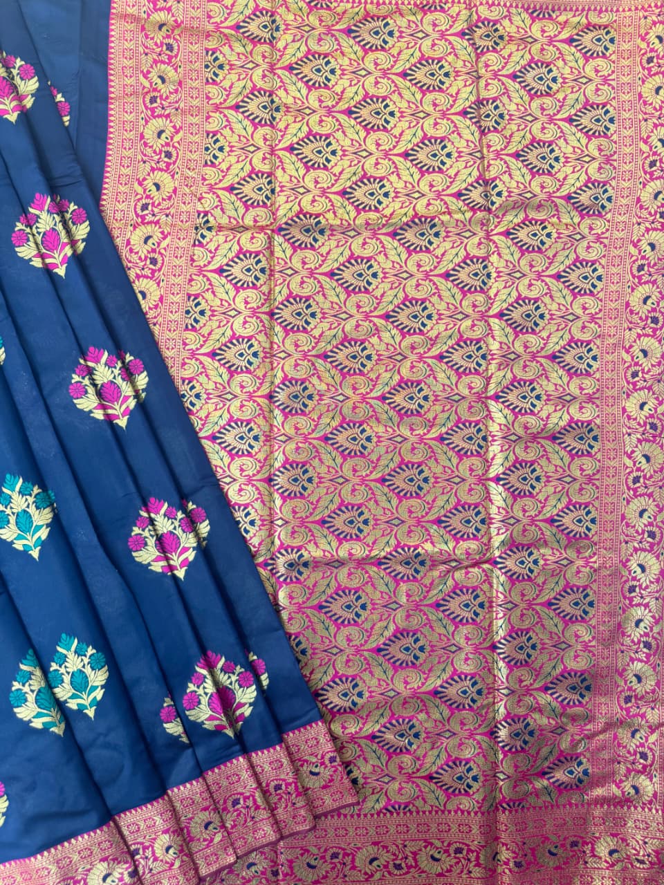 BANARASI PAITHANI  SAREE - NAVY BLUE