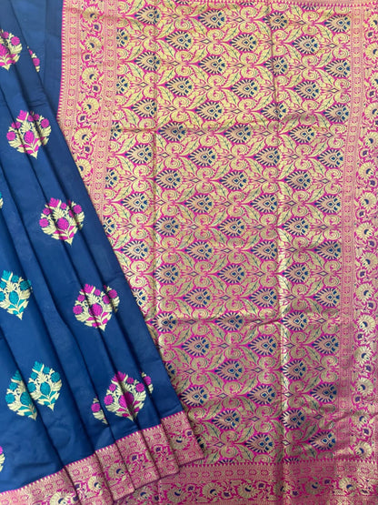 BANARASI PAITHANI  SAREE - NAVY BLUE