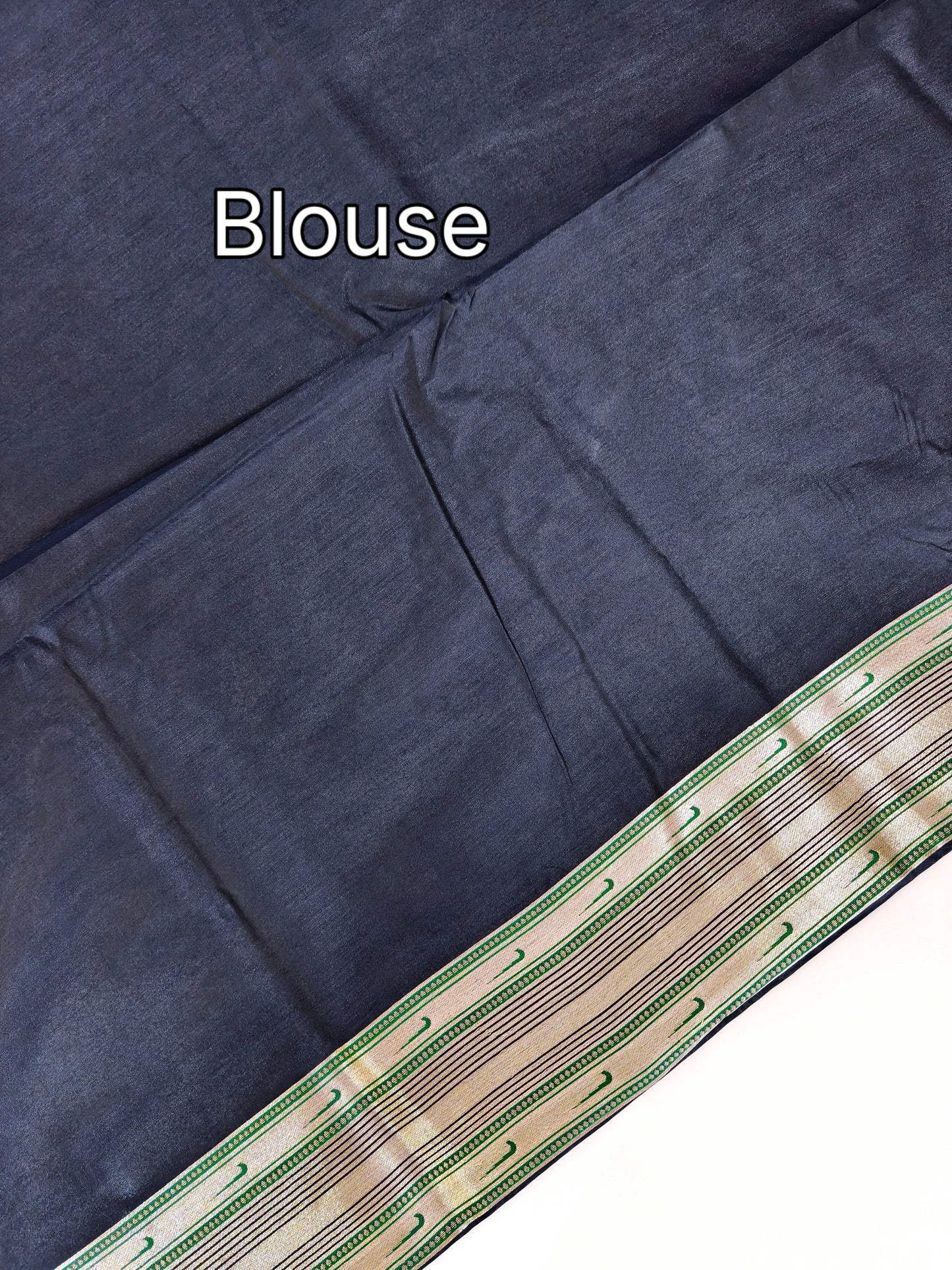 Heritage Hand-Weaving Silk Saree with Parrot Design- NAVY BLUE
