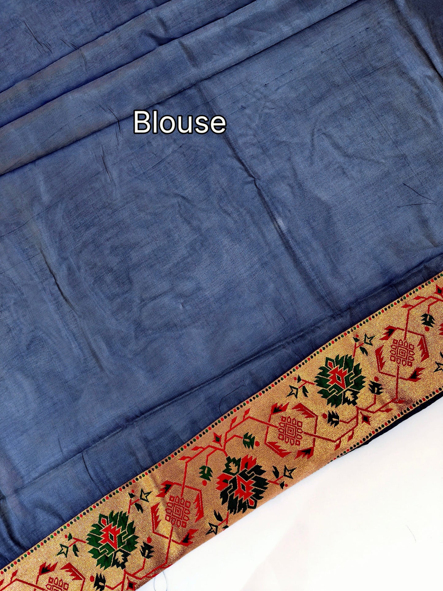 Maharashtrian Paithani Silk Saree - NAVY BLUE