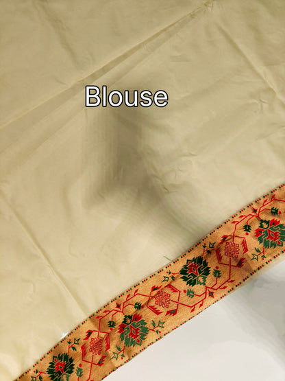 Maharashtrian Paithani Silk Saree - OFF WHITE