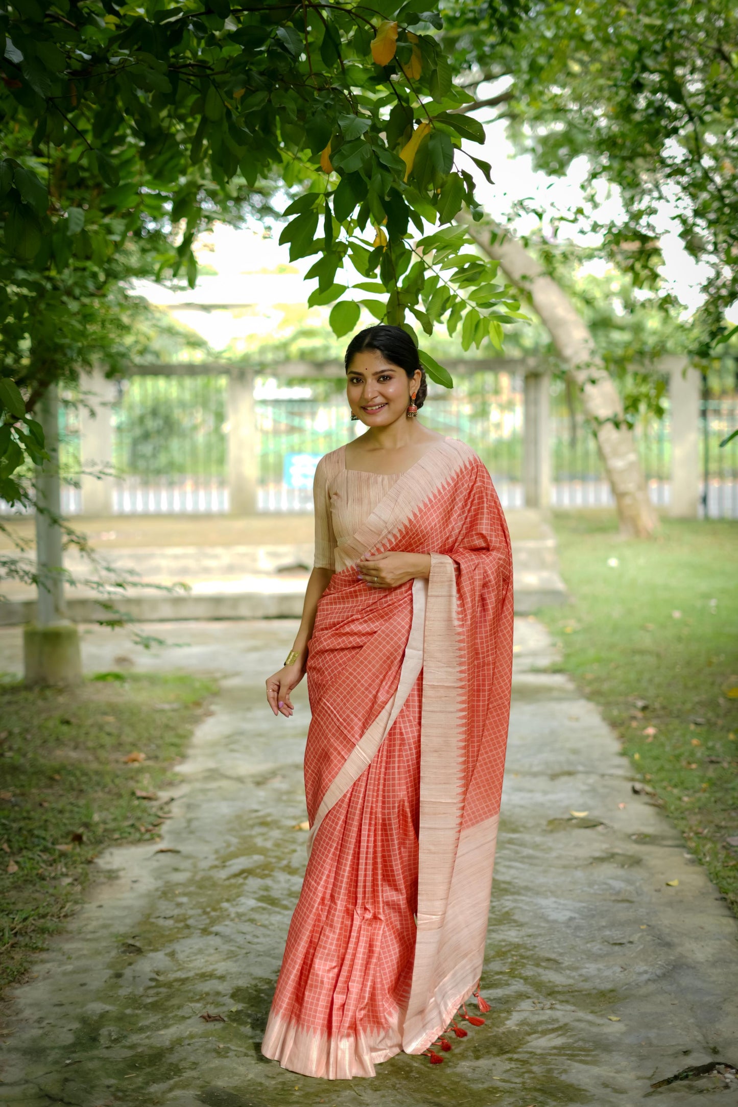 Aarita Authentic Ikkat Handloom Saree- ORANGE