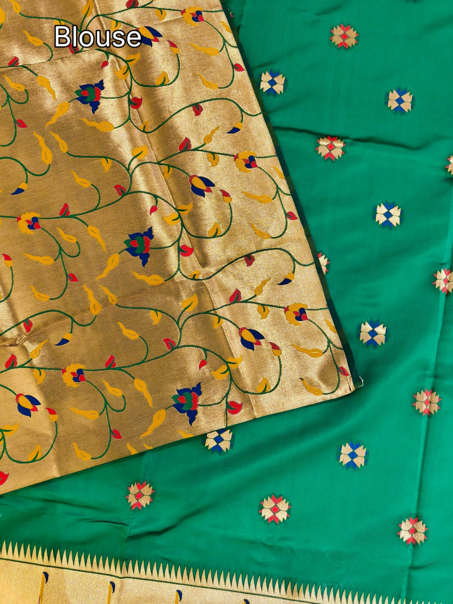 Banarasi Paithani With Bird & Floral Pallu - PERROT