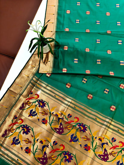 Banarasi Paithani With Bird & Floral Pallu - PERROT