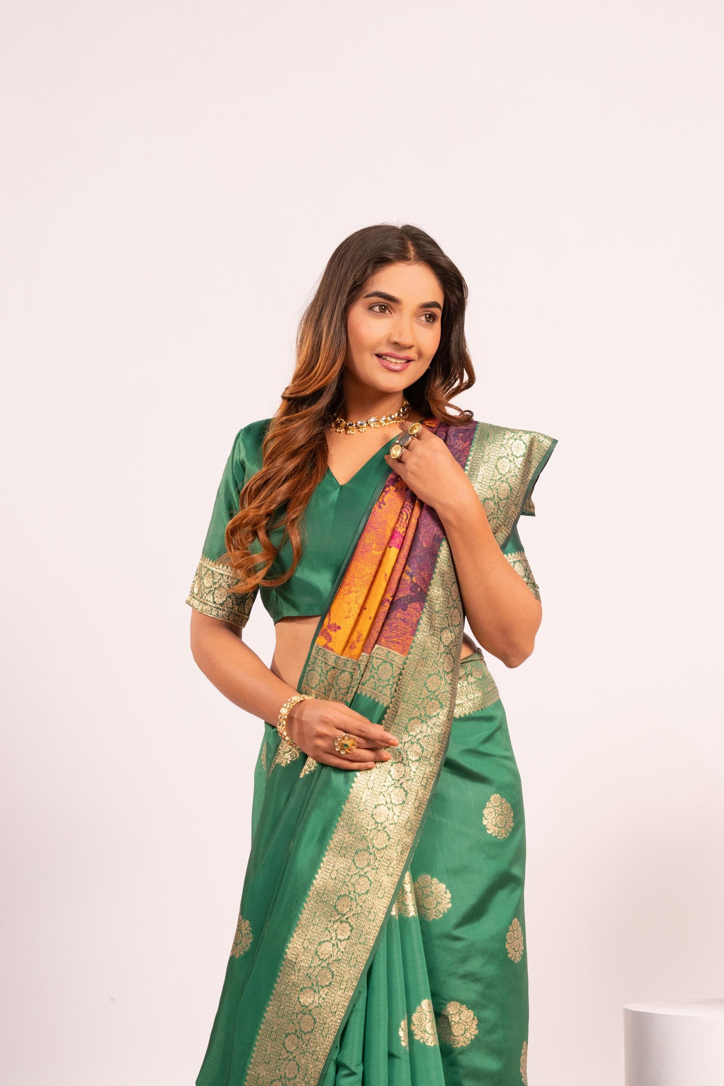 Handloom Banarasi Paithani Silk Saree with Artistic Peacock Pallu - PERROT