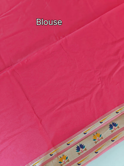 Banarasi Paithani Saree Design with Traditional Kalpavalli Pattern-PINK