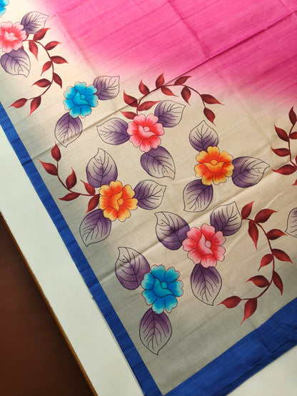 Modern Ethnic Saree with Floral Design -  PINK