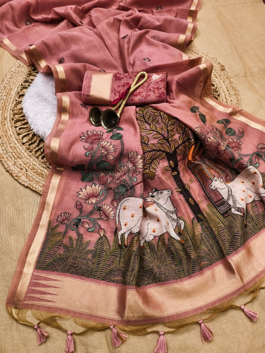 Govansh Heritage Weave Saree-PINK