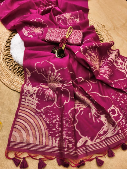 Premium Svarna Kusum Noir Saree-PINK